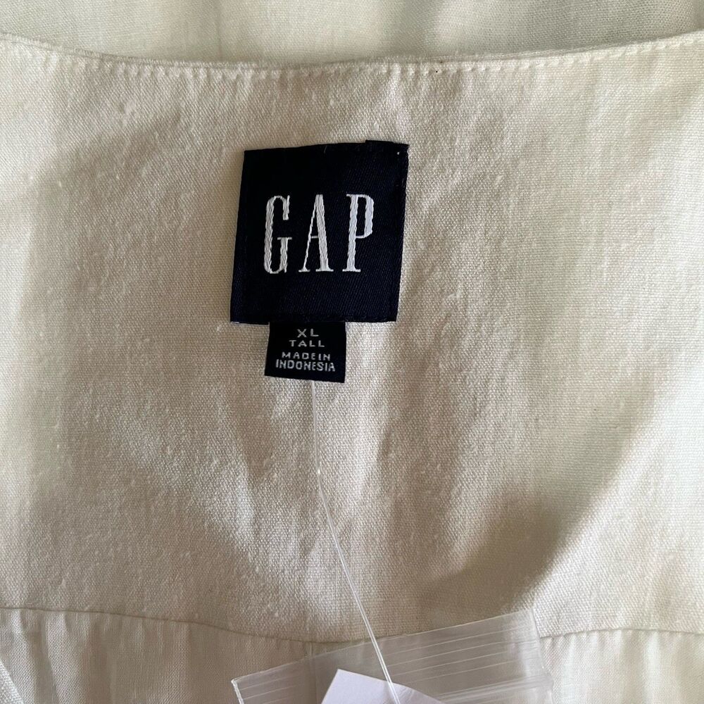 GAP Linen-Blend White  Vest Sleeveless V Neck Blazer Women’s XL Tall - Picture 3 of 7